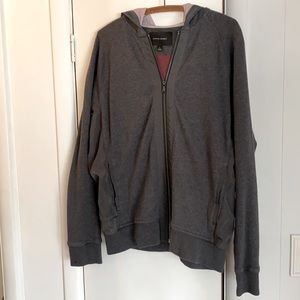 Banana Republic Gray Zip Up Hooded Light Shirt Jacket Over-shirt Size Large